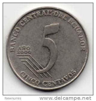 ECUADOR 5 CENTAVOS 2000 - Equateur