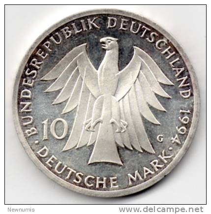 GERMANIA 10 MARK ARGENTO SILVER 1994 - Commemorative