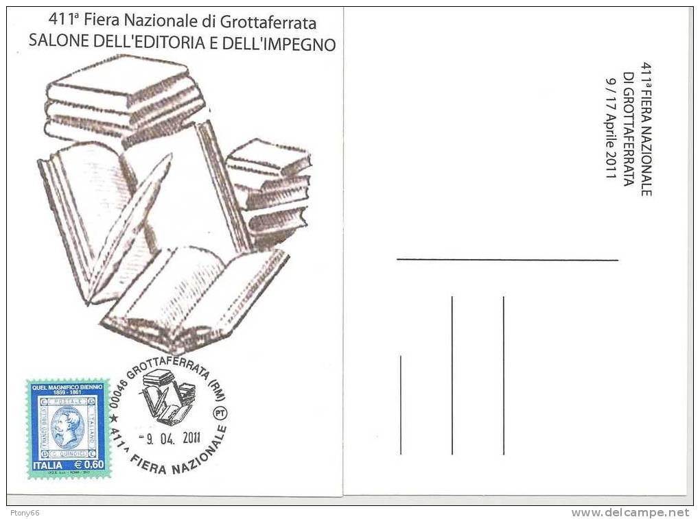 2011 Cartolina Commemorativa 411° Fiera Nazionale Grottaferrata - Annullo Manifestazione - Demonstrations