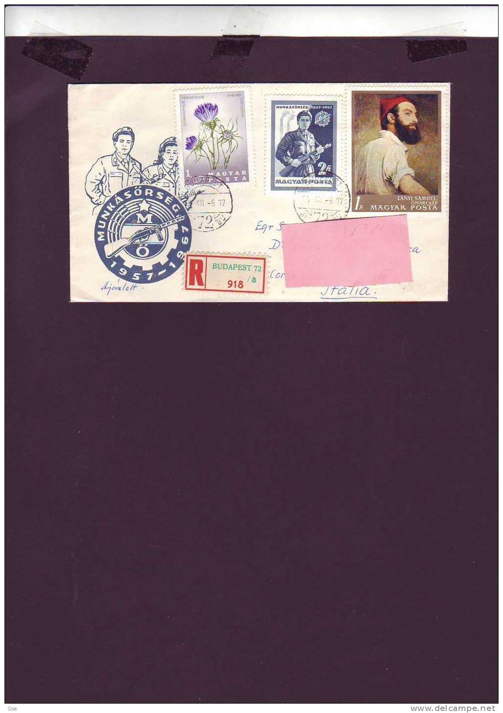 UNGHERIA  1967 - Yvert 1887 - FDC - Raccomandata Per L'Italia - Cartas & Documentos