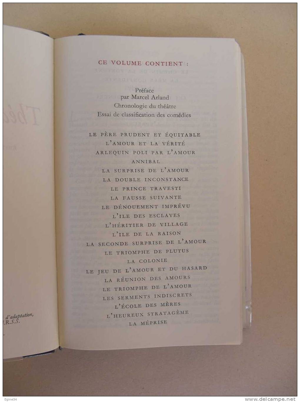 Bibliothèque De La PLEIADE No 79 -  MARIVAUX  - Théâtre Complet - La Pléiade