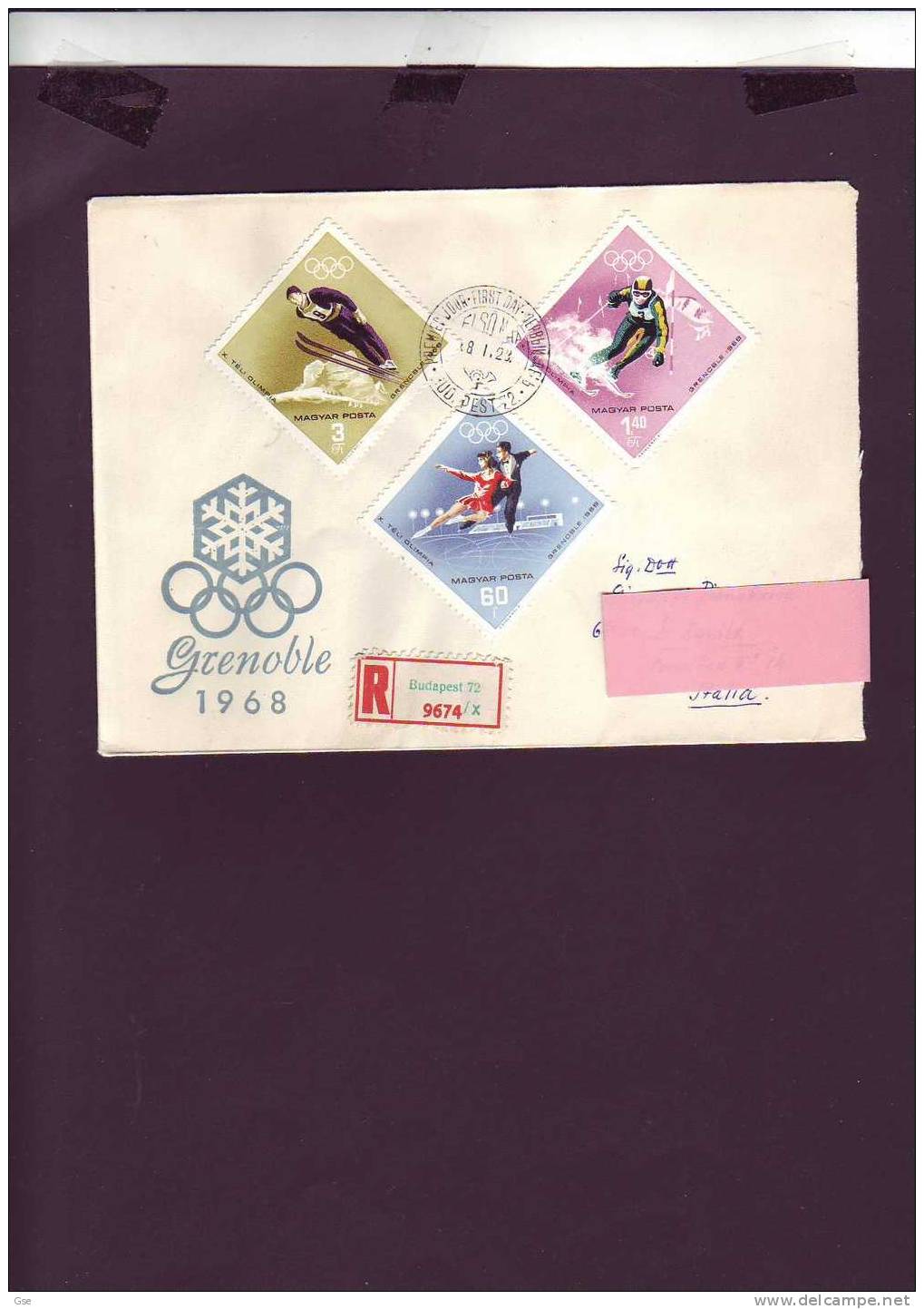 UNGHERIA  1968 -   Yvert   1938/45 - FDC - Raccomandata Per L'Italia - 3 Buste - Invernali Grenoble - Inverno1968: Grenoble