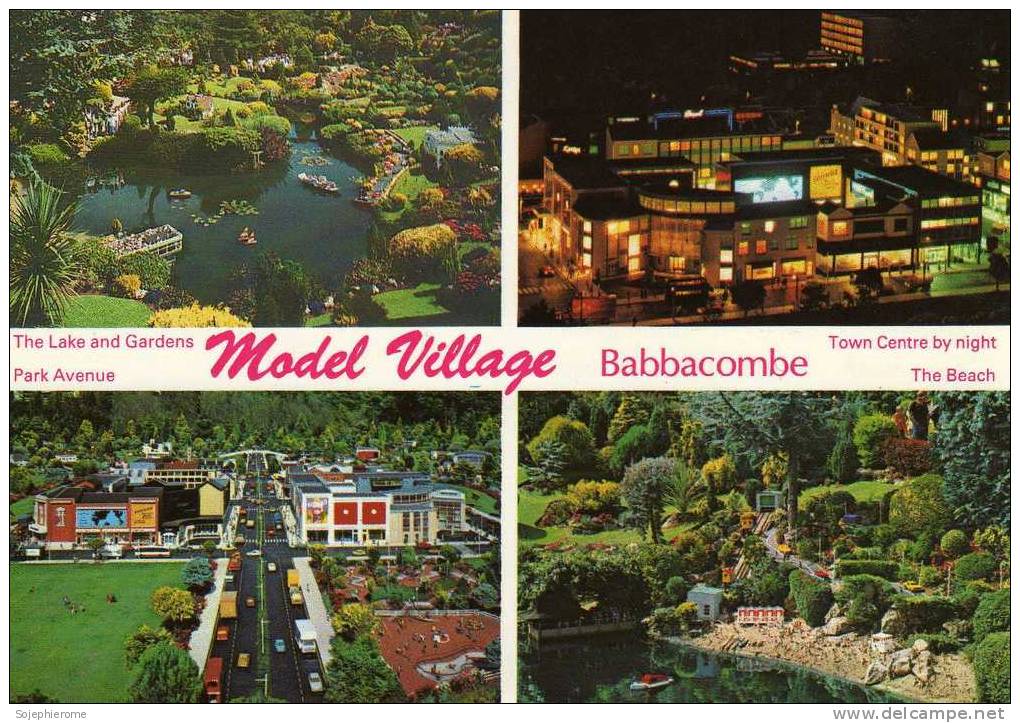 Model Village Babbacombe Lake And Gardens Park Avenue Town Centre By Night Beach - Torquay