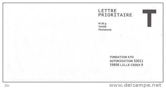 France - Enveloppe Réponse T - Fondation KTO. - Cartes/Enveloppes Réponse T