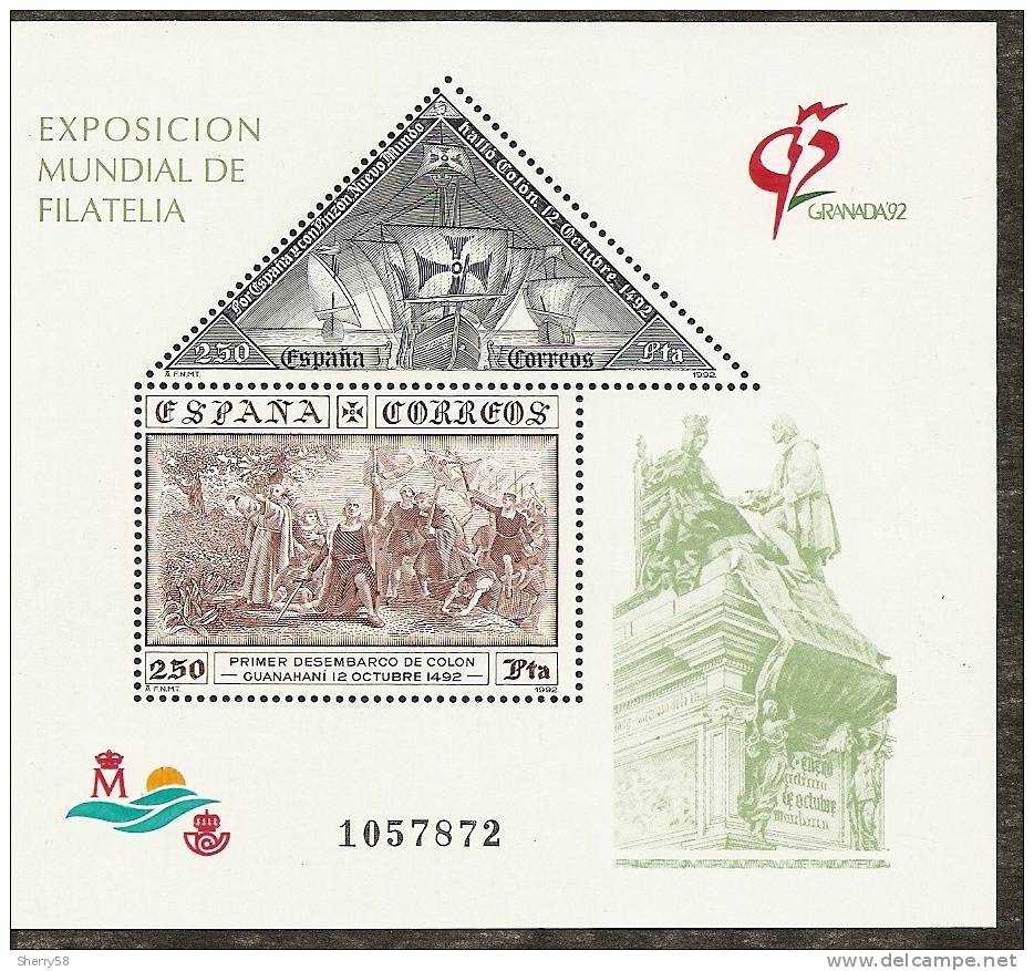 1992-ED. 3195 H.B.-EXPO. GRANADA'92-NUEVO - Blocs & Feuillets