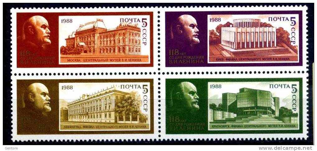 RUSSIA 1988 Lenin Birth 118° Ann.   Cpl. Set Of 4 Yvert Cat. N* 5501/04  Absolutely Perfect MNH ** - Lénine