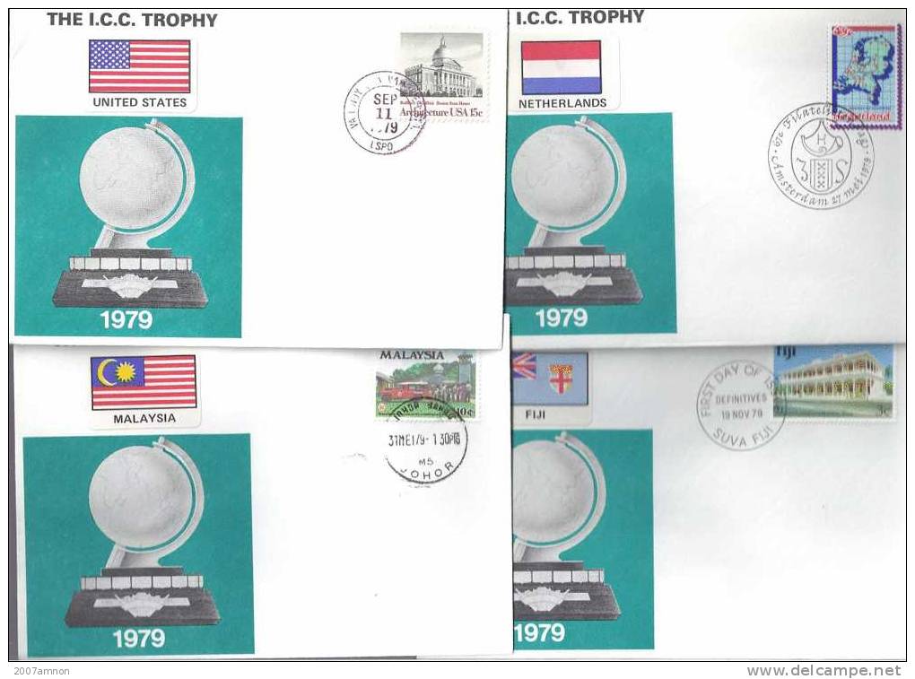 SPORT CRICKET 1979 ICC TROPHY 4 STATES CACHET COVERS - Cricket