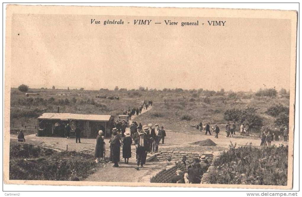 VIMY TRANCHEES CANADIENNES 21 JUIN 1936 + CACHET AU DOS - Autres & Non Classés