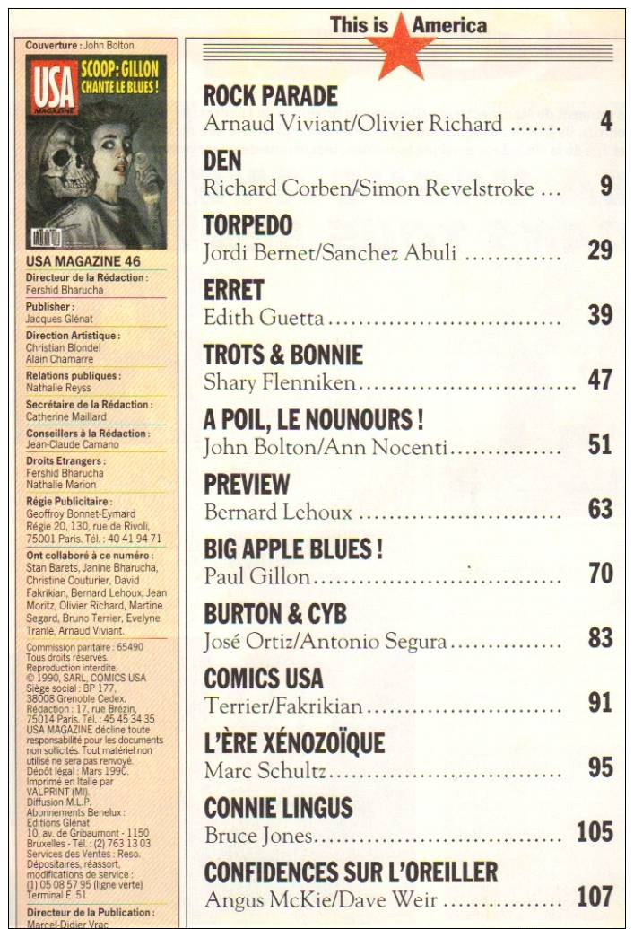 USA Magazine N°46 - 1990 *GILLON CHANTE LE BLUES* Voir Sommaire Joint - Fortsetzungen