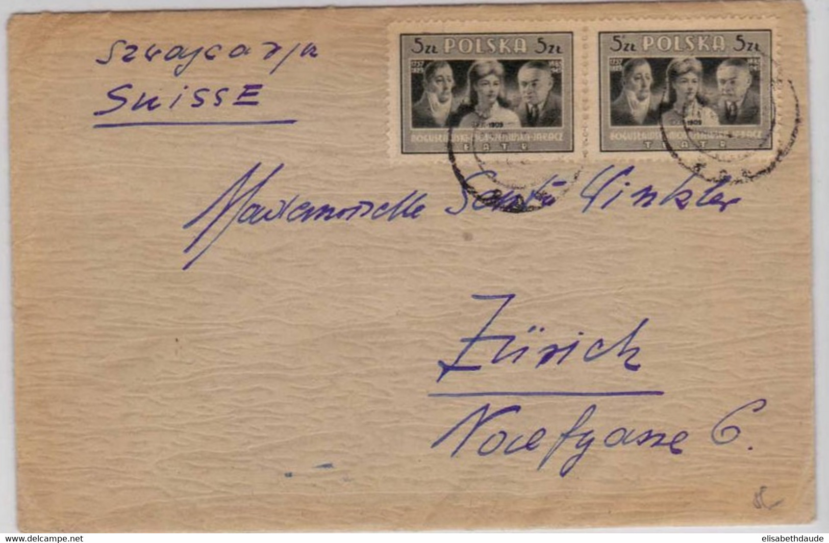 POLOGNE - 1947 - LETTRE De SZCZECIN Pour ZÜRICH (SUISSE) - Brieven En Documenten