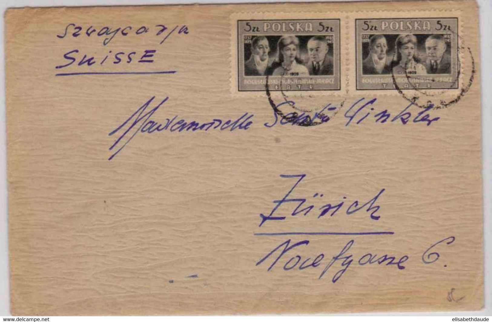 POLOGNE - 1947 - LETTRE De SZCZECIN Pour ZÜRICH (SUISSE) - Briefe U. Dokumente