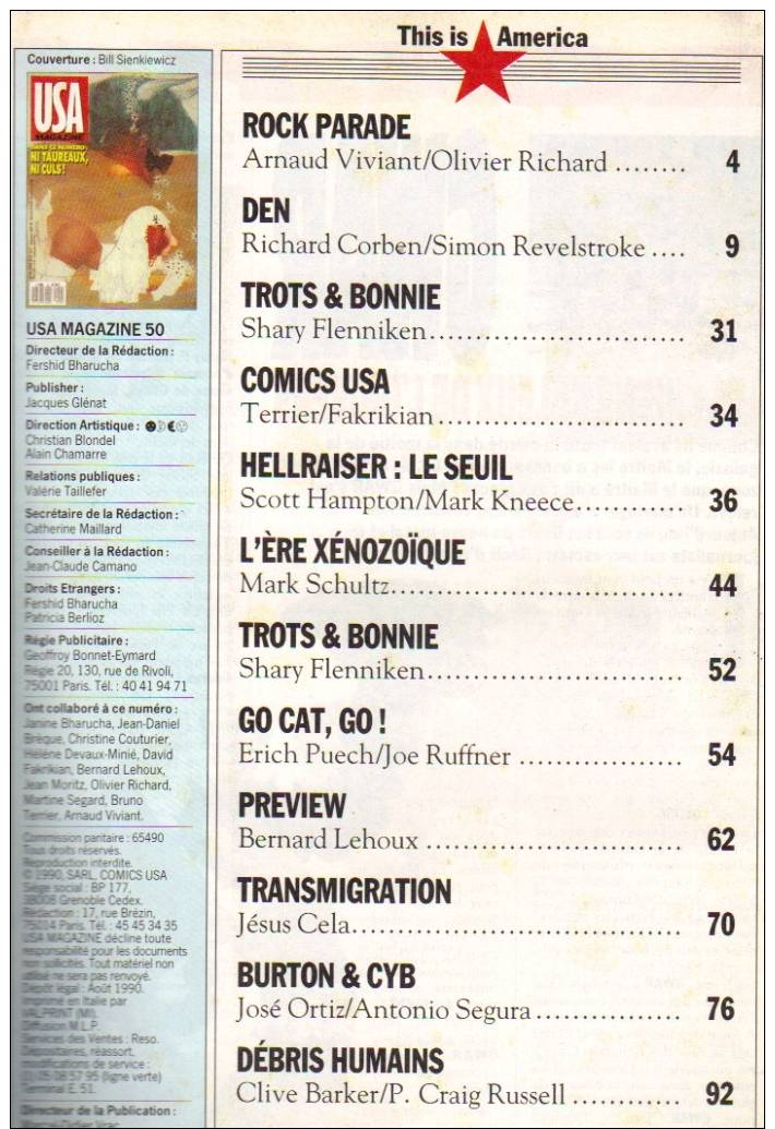 USA Magazine N°50 - 1990 *NI TAUREAUX, NI CULS...* Voir Sommaire Joint - Fortsetzungen