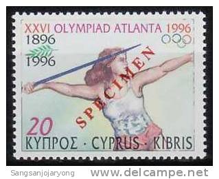 Specimen, Cyprus Sc886 1996 Summer Olympics, Jeux Olympiques. - Ete 1996: Atlanta