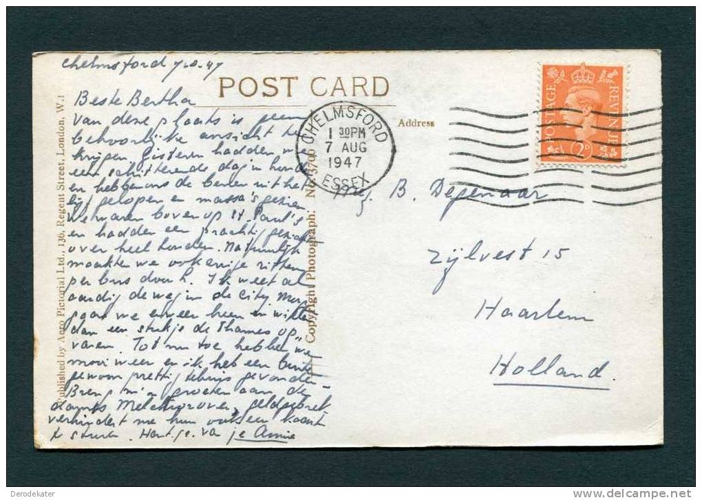 London. St. Paul's Cathedral. Chelmsford 1947. Essex. Postage Revenue 2d. Circulated. Aero View. New! - St. Paul's Cathedral