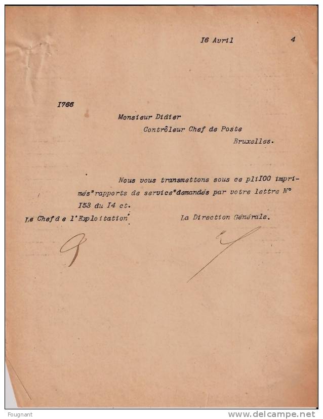 TRAIN:Compagnie Internationale Des Wagons-Lits.1894.Dossier 2 Pages.Bruxelles.Etat Moyen. - Autres & Non Classés