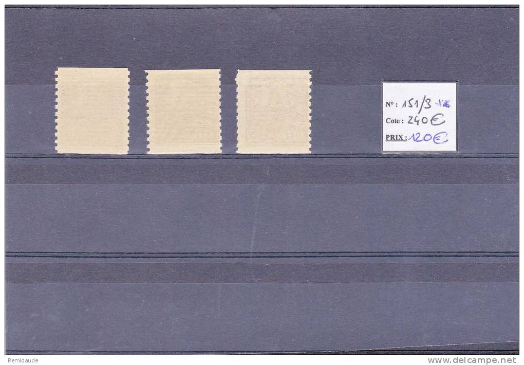 SUEDE -  YVERT N°151/153 ** - COTE = 240 Euros - Unused Stamps