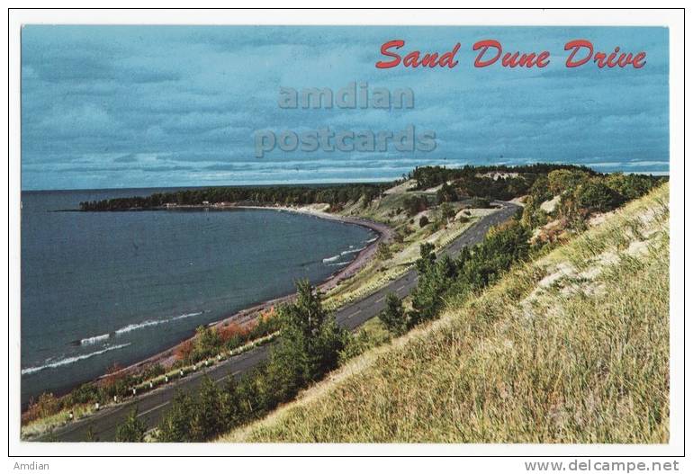 MICHIGAN MI, SAND DUNE DRIVE, KEWEENAW COUNTY, 1960s Vintage Chrome Postcard - Sonstige & Ohne Zuordnung