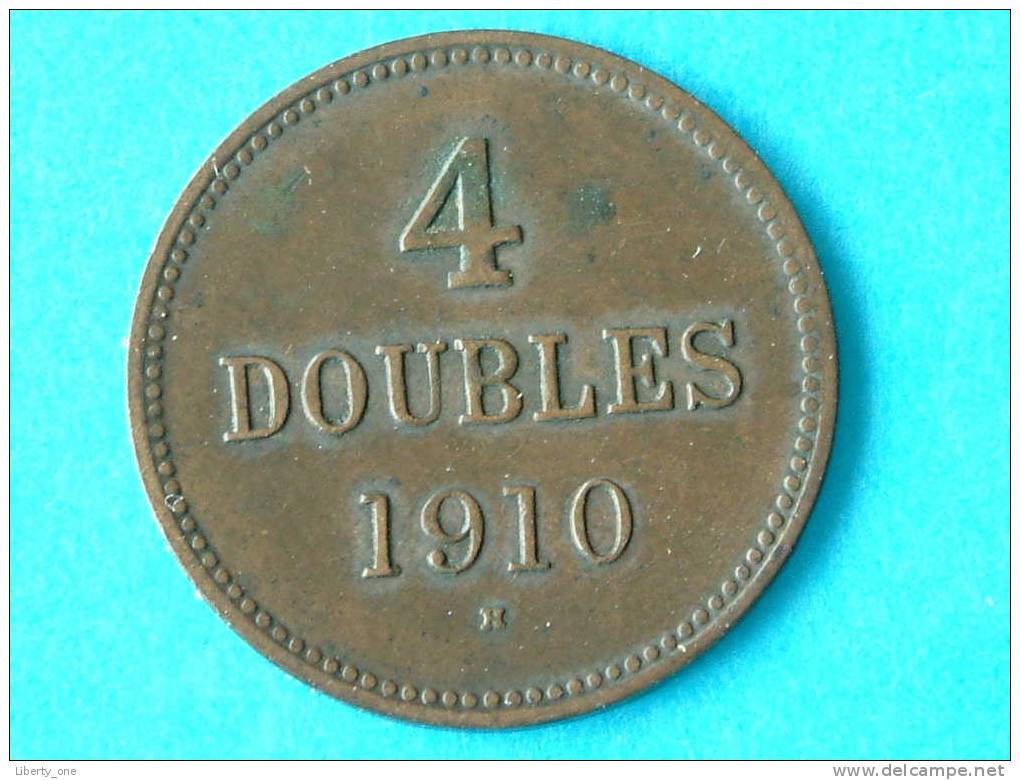 1910 H - 4 DOUBLES / KM 5 ( For Grade, Please See Photo ) ! - Guernsey