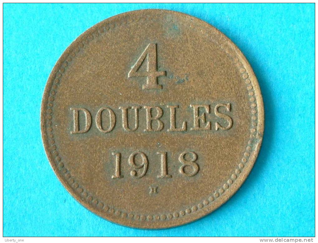 1918 H - 4 DOUBLES / KM 13 ( For Grade, Please See Photo ) ! - Guernsey
