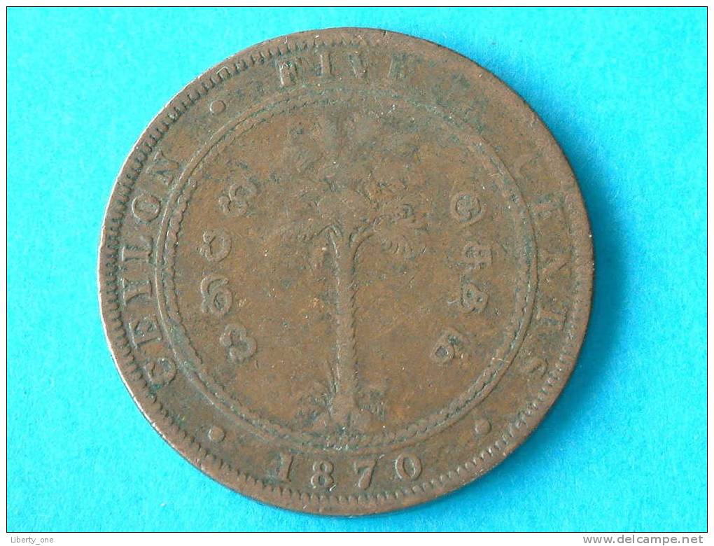 1870 - 5 CENTS / KM 93 ( For Grade, Please See Photo ) ! - Sri Lanka