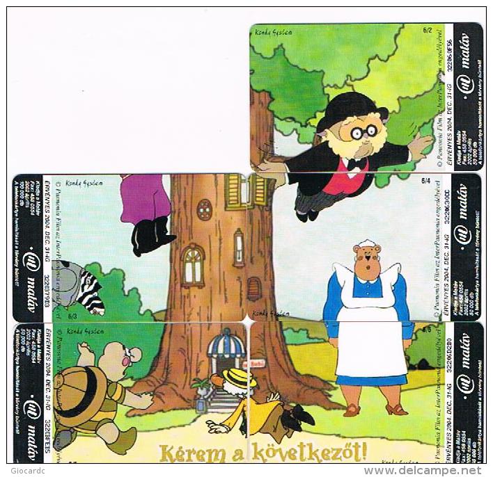 UNGHERIA (HUNGARY) - MATAV  (CHIP) - 2002 CARTOONS: BUBO' : 5 DIFFERENT OF THE PUZZLE 2.3.4.5.6 / 6 - USED  -  RIF. 3547 - Puzzles