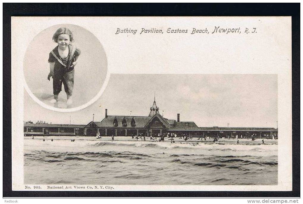 RB 721 - Early Postcard - Bathing Pavilion Eastons Beach - Newport Rhode Island USA - Newport