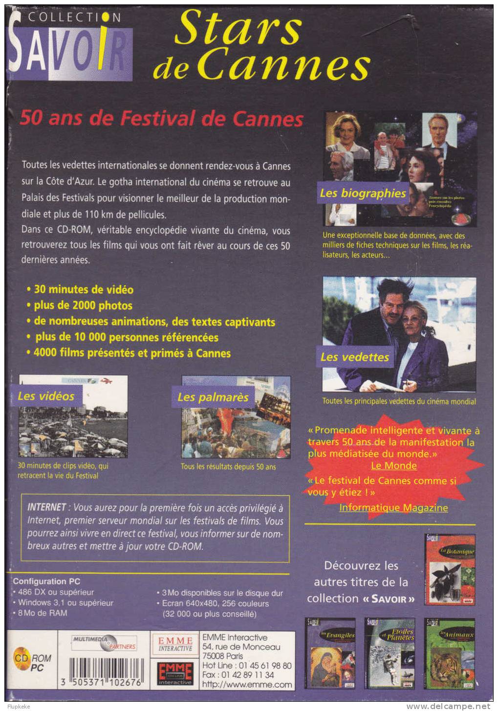 Stars De Cannes 50 Ans De Festival De Cannes Cd-Rom EMME Interactive 1997 - Film/ Televisie