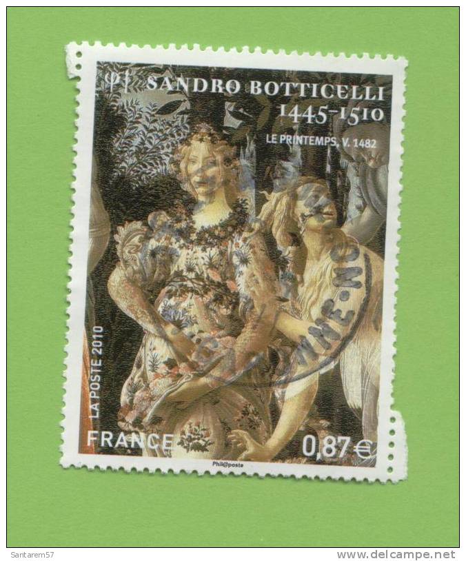 Timbre Oblitéré Used Stamp Le Printemps Sandro Botticelli 1445-1510 Zéphyr Et Flore FRANCE 2010 - Gebraucht
