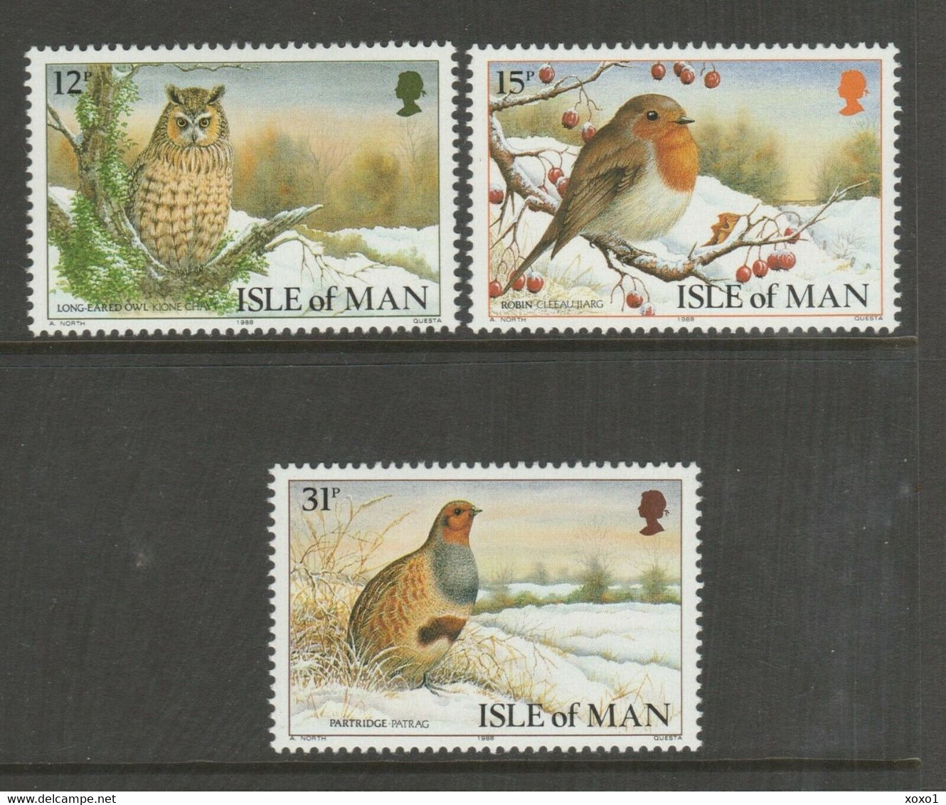 Isle Of Man 1988 MiNr. 385 - 387 Christmas Birds Owls 3v MNH** 4,00 € - Hiboux & Chouettes