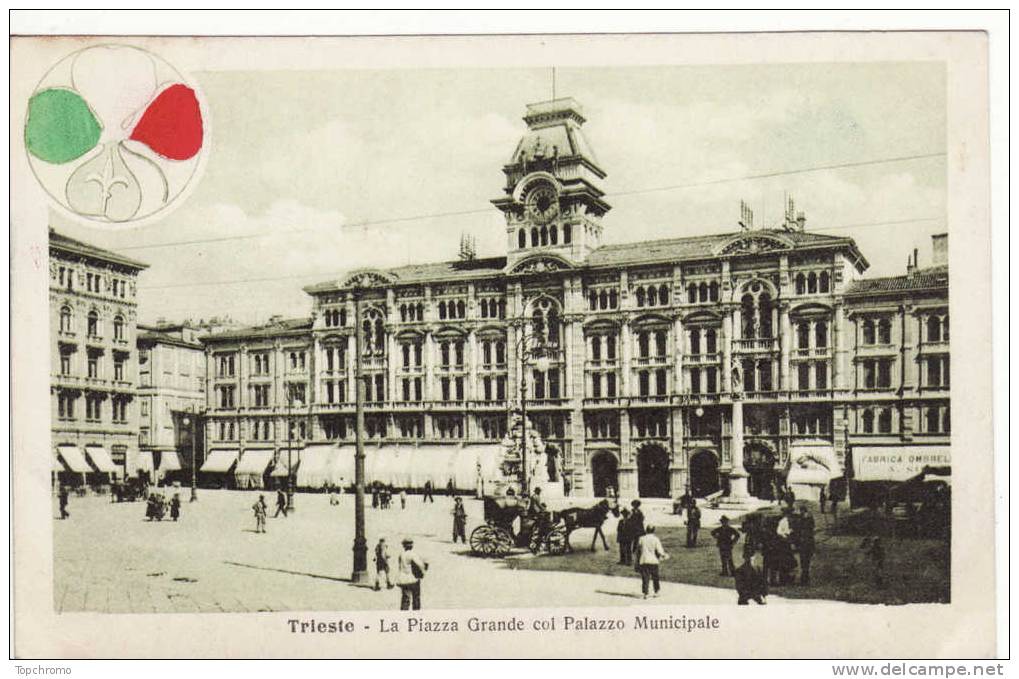 Carte Postale Trieste La Piazza Grande Col Palazzo Municipale - Trieste