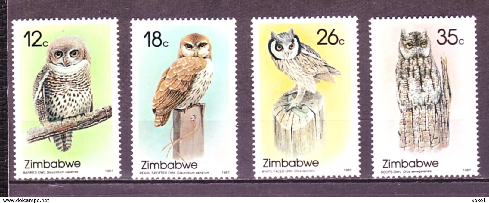 Zimbabwe 1987 MiNr. 360 - 363  Simbabwe Eulenvögel Birds Owls I 4v MNH** 19.00 € - Gufi E Civette