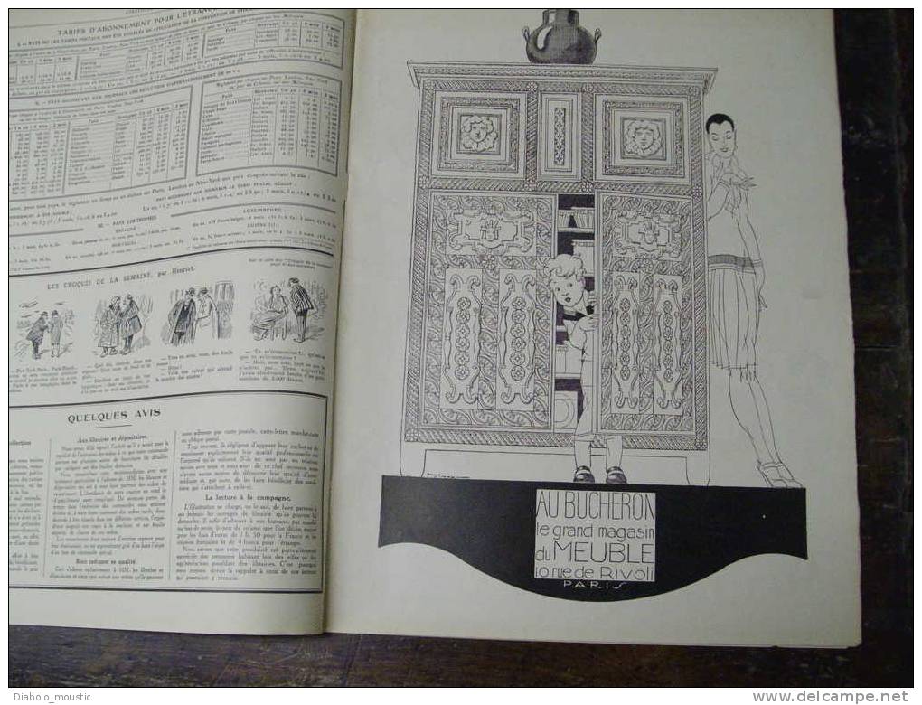 1927 PUBS (Poulbot,Rabier, Vincent,Autos,..Etc) ; Au Pays Des INCAS (couleur); Vol à Voile Des Oiseaux ; Salon AUTO - L'Illustration