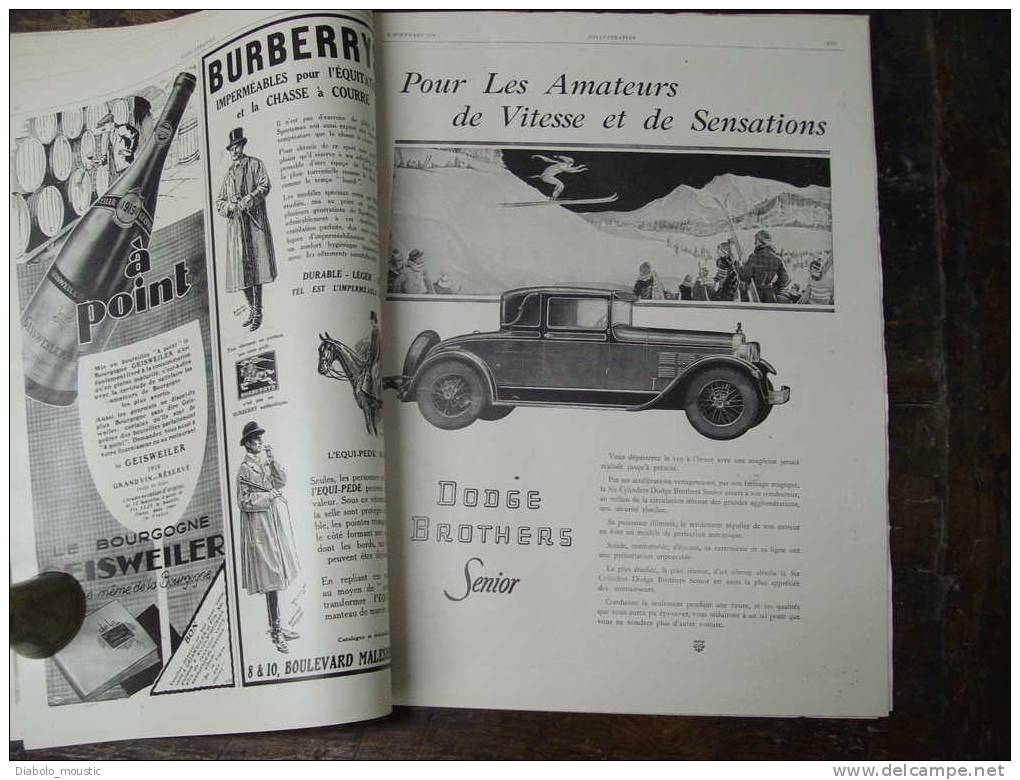 1927 PUBS (Poulbot,Rabier, Vincent,Autos,..Etc) ; Au Pays Des INCAS (couleur); Vol à Voile Des Oiseaux ; Salon AUTO - L'Illustration