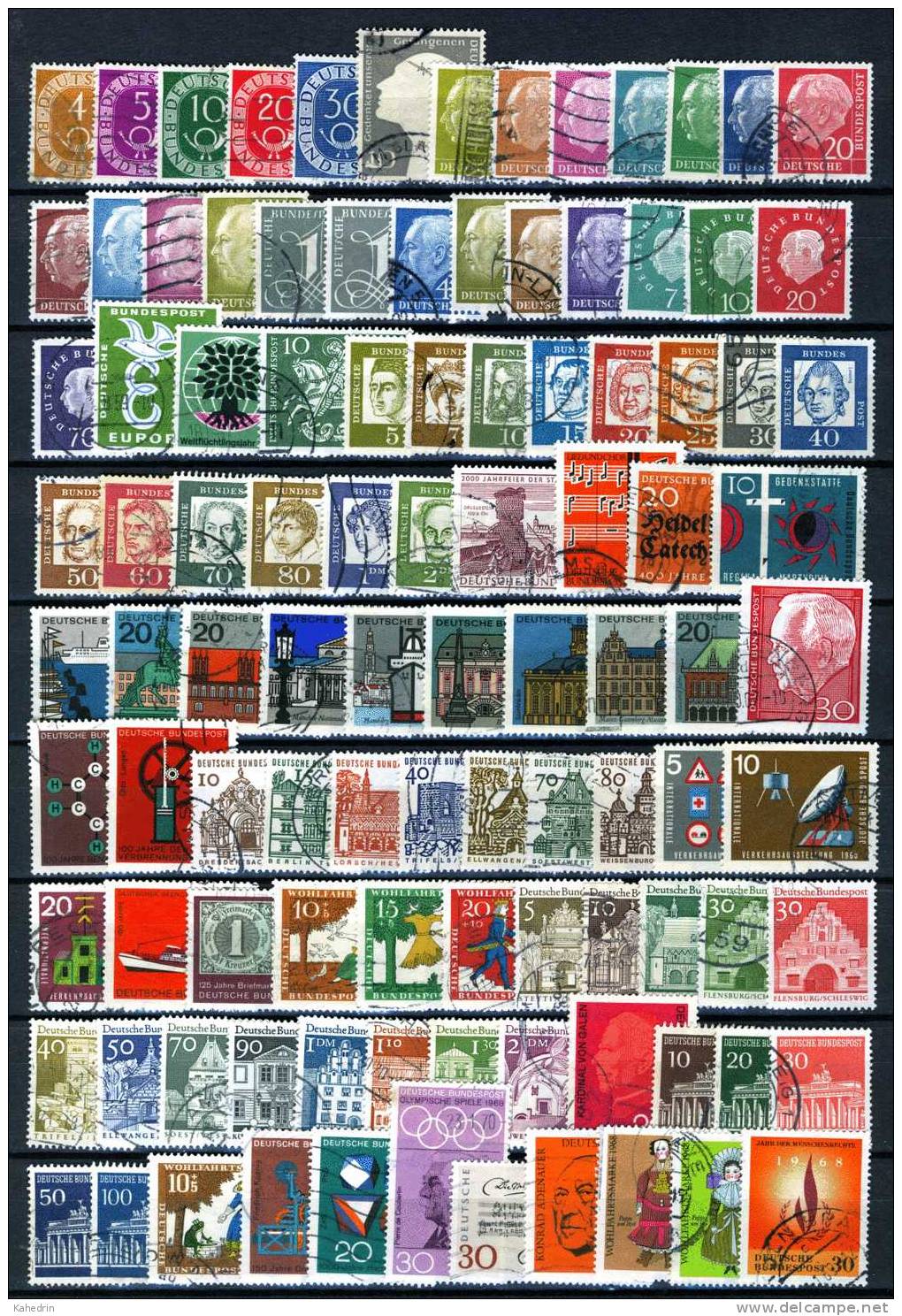 Lot Of BRD Bund, 240 Different Stamps (4 Scans) Through The Years, All Used - Verzamelingen