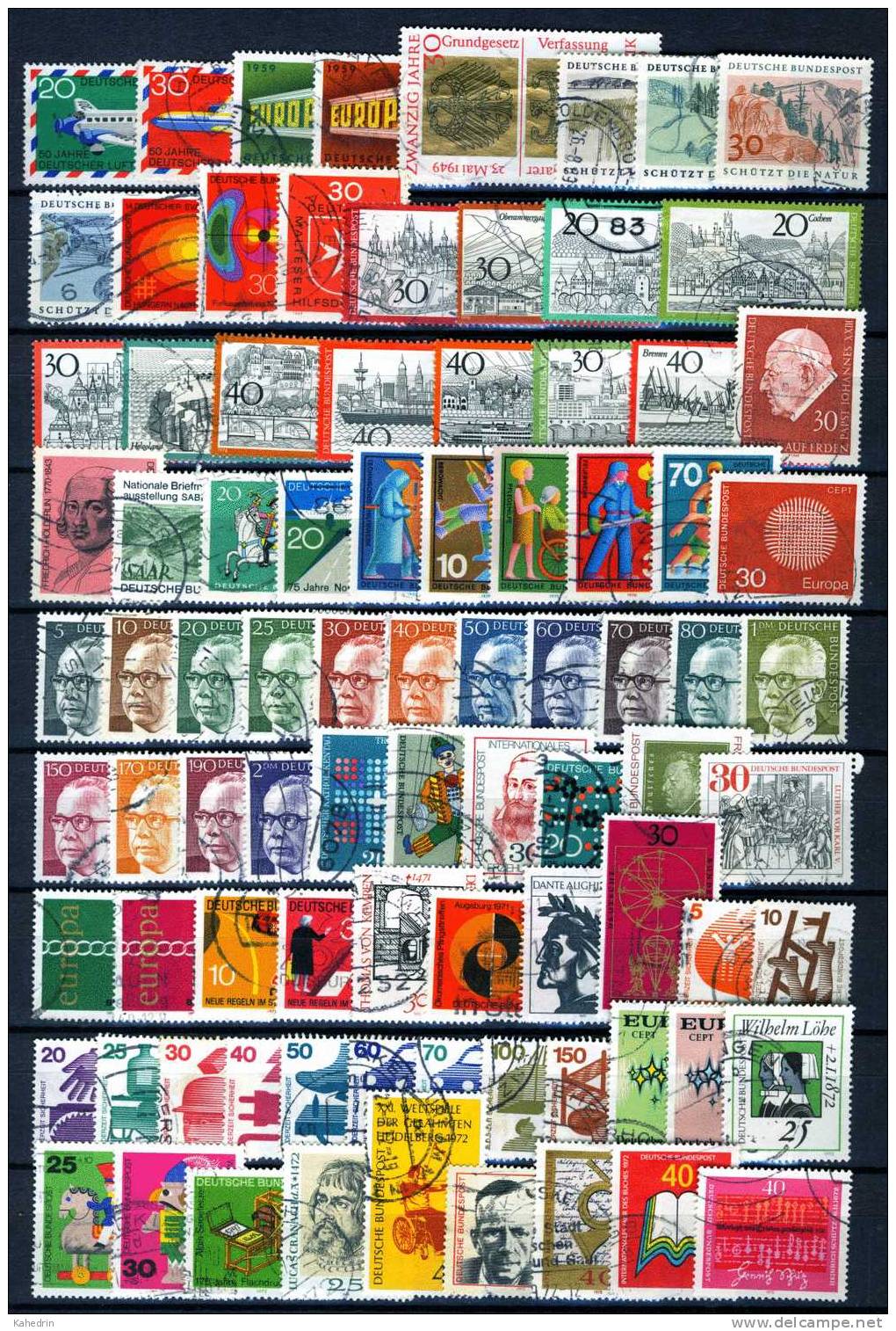 Lot Of BRD Bund, 240 Different Stamps (4 Scans) Through The Years, All Used - Verzamelingen
