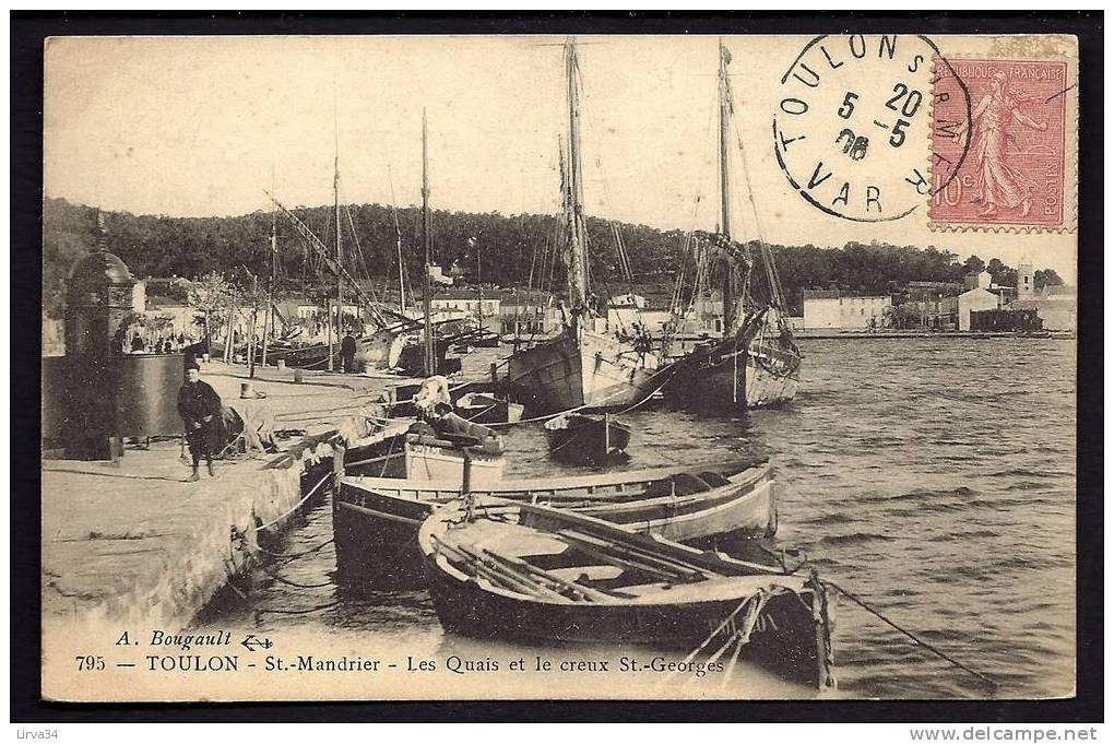 CPA  ANCIENNE- FRANCE- SAINT-MANDRIER (83)- LES QUAIS  ANIMÉS- CREUX ST-GEORGES- LATRINES- BARQUES DE PECHE GROS PLAN - Saint-Mandrier-sur-Mer