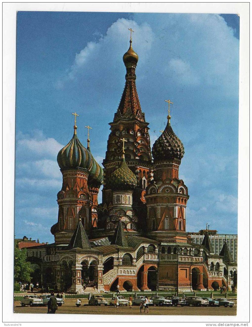 LE411 :  URSS > FRANCE SUR CP PAR AVION MOSCOU BASILIQUE ST BASIL 2 TIMBRES OISEAU  EGLISE - Covers & Documents