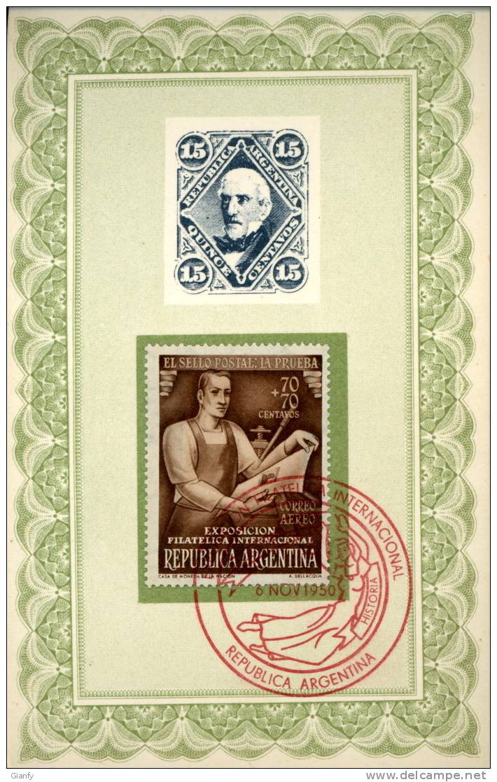 ARGENTINA ESPOSICION INT FILATELICA 1950  MAXIMUM  FDC - Cartas & Documentos