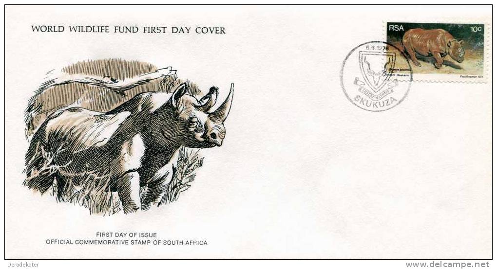 RSA 1976. Diceros Bicornis. Afrikaanse Zwarte Rhinoceros. Hippotame. Neushoorn. Rhino. Nashorn. FDC WWF. Good. New! - Rhinoceros