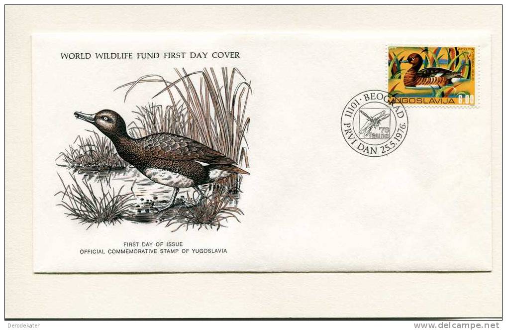 Jugoslavija 1976. Aythya Nyroca Guld. Ferruginous Duck. Witoogeend. Fuligule Nyroca. Eend. FDC WWF. Good. New! - Canards