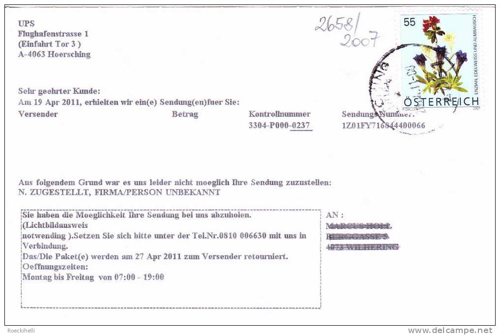 19.4.2011 -  Bedarfs-Beleg  Mit  DM D. Post  (ANK 2658)  -  Siehe Scan  (Bb 2658 2007 0237) - Briefe U. Dokumente