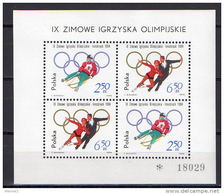 Poland 1964 Olympic Games Innsbruck S/s MNH -scarce- - Winter 1964: Innsbruck
