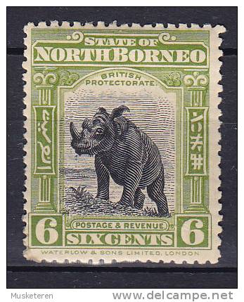 North Borneo 1909 Mi. 132     6 C Sumatra Rhinoceros Nashorn MH* - Borneo Del Nord (...-1963)