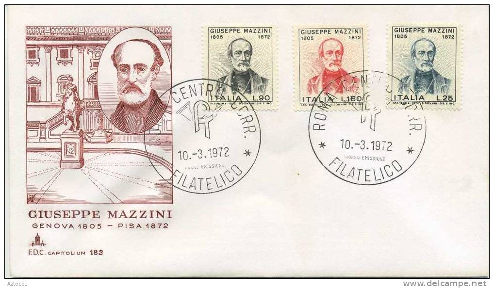 ITALIA - FDC  CAPITOLIUM  1972 - GIUSEPPE MAZZINI - FDC