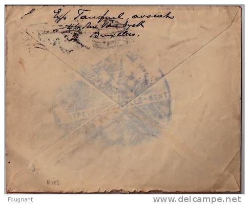 Enveloppe,cachet à ètapes Sur Timbre,15ct. Deutches Reich Surchargé Belgien 15ct.Voir Arrière - OC38/54 Belgian Occupation In Germany