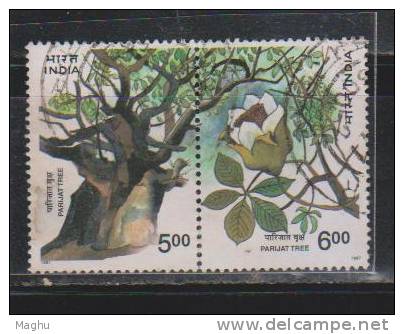 Used Se-tenent India 1997, Parjit Tree, - Oblitérés