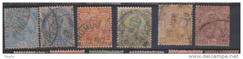 India 1910 - 1936 Used, King George V, Single Large Star, 18 Diff., - 1911-35  George V