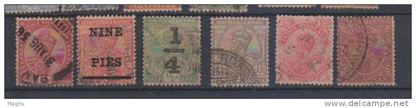 India 1910 - 1936 Used, King George V, Single Large Star, 18 Diff., - 1911-35  George V