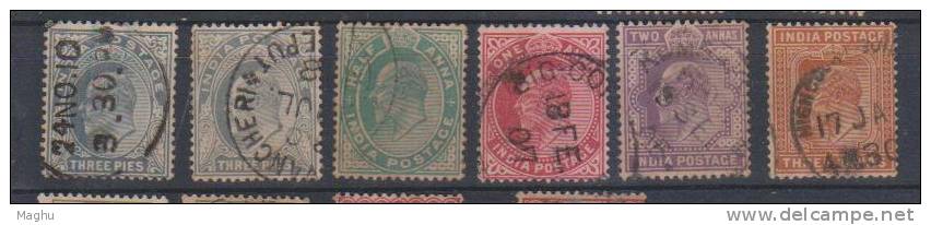 India 1902 -1911 Used, Edward, 13 Diff., - 1902-11 Roi Edouard VII