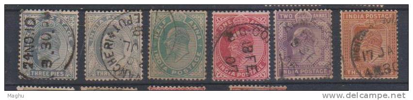 India 1902 -1911 Used, Edward, 13 Diff., - 1902-11 King Edward VII